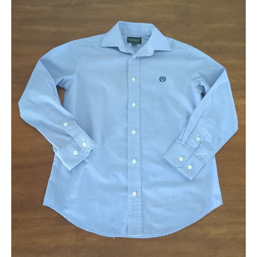 Ralph Lauren Boys Youth long sleeve button down shirt Size 10 Blue EUC